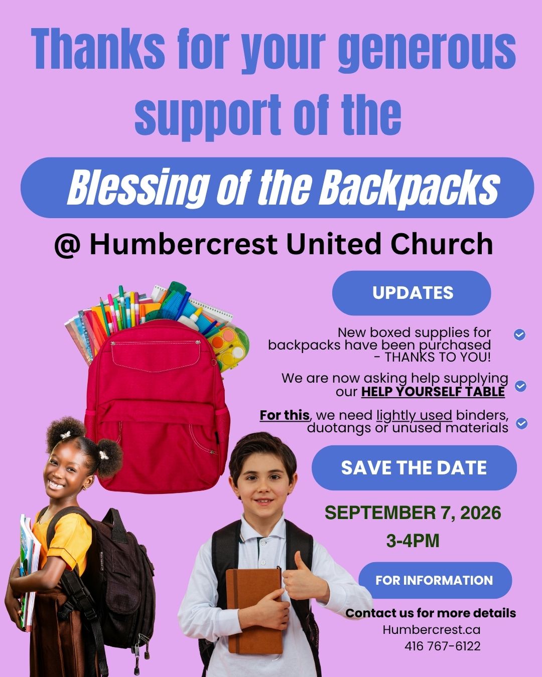 Congregation blessing of the backpacks poster-2