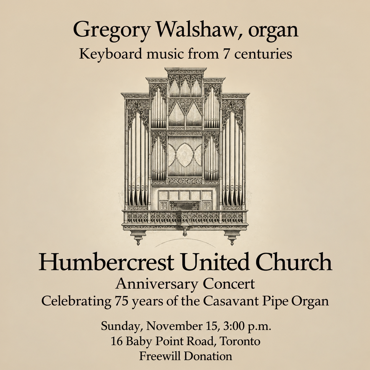 Vintage Pipe Organ Anniversary Concert Poster